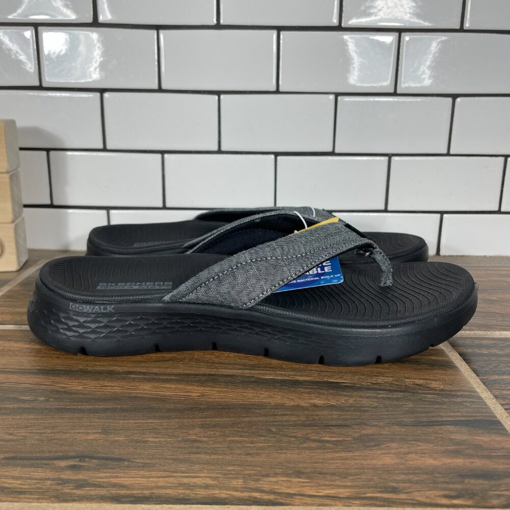 Skechers GOwalk Womens 8 Shoes Black Gray On The Go Thong Flip Flop Sandal NEW - Picture 3 of 10